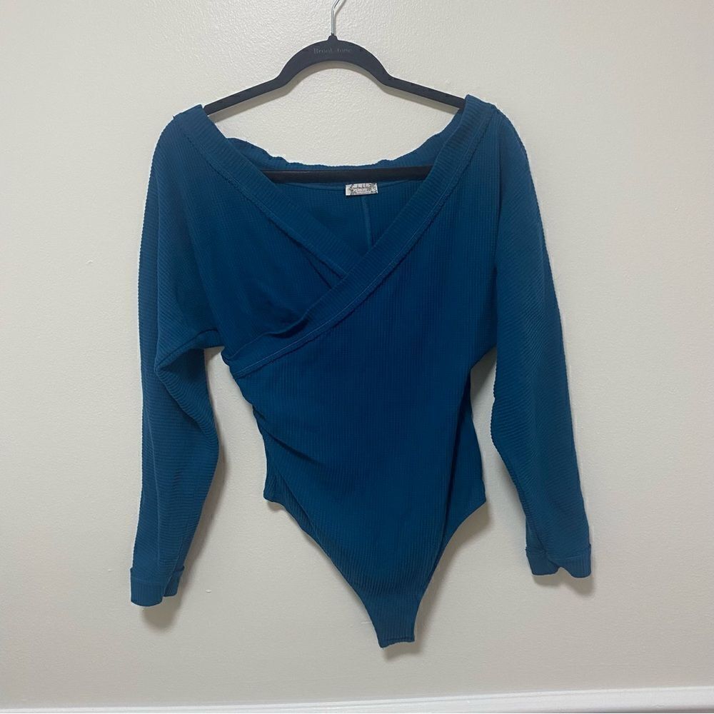 Free People Teal Long Sleeve Top
